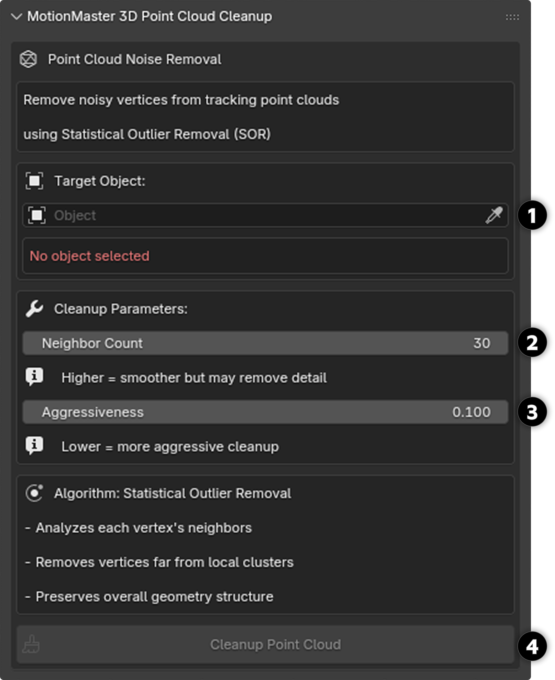 Point Cloud Cleanup panel