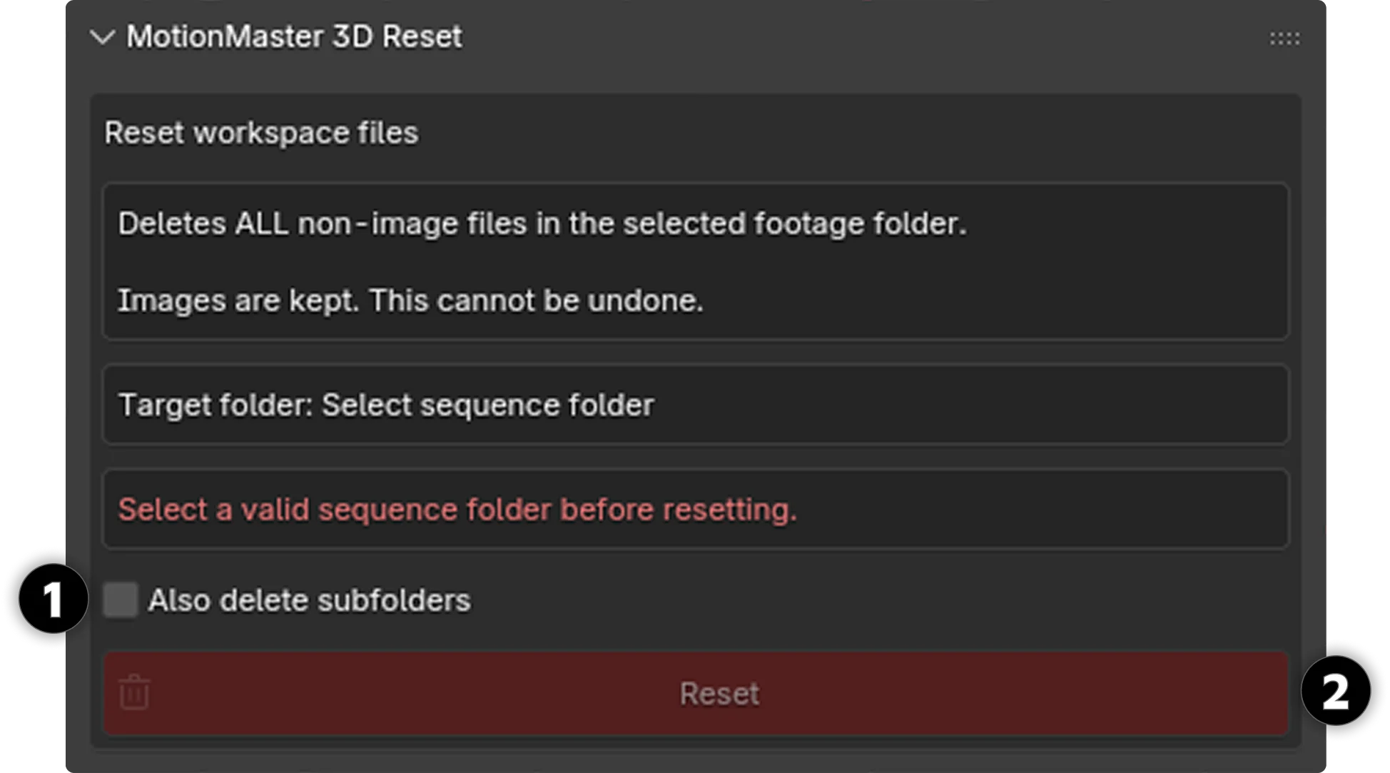 Reset Panel