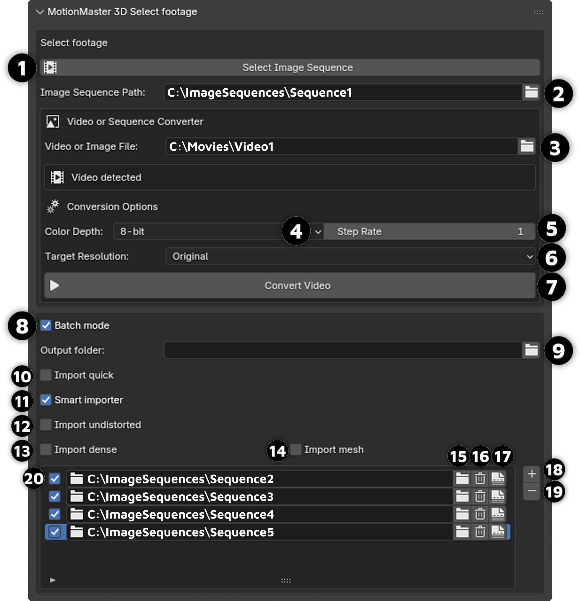 Select Footage panel