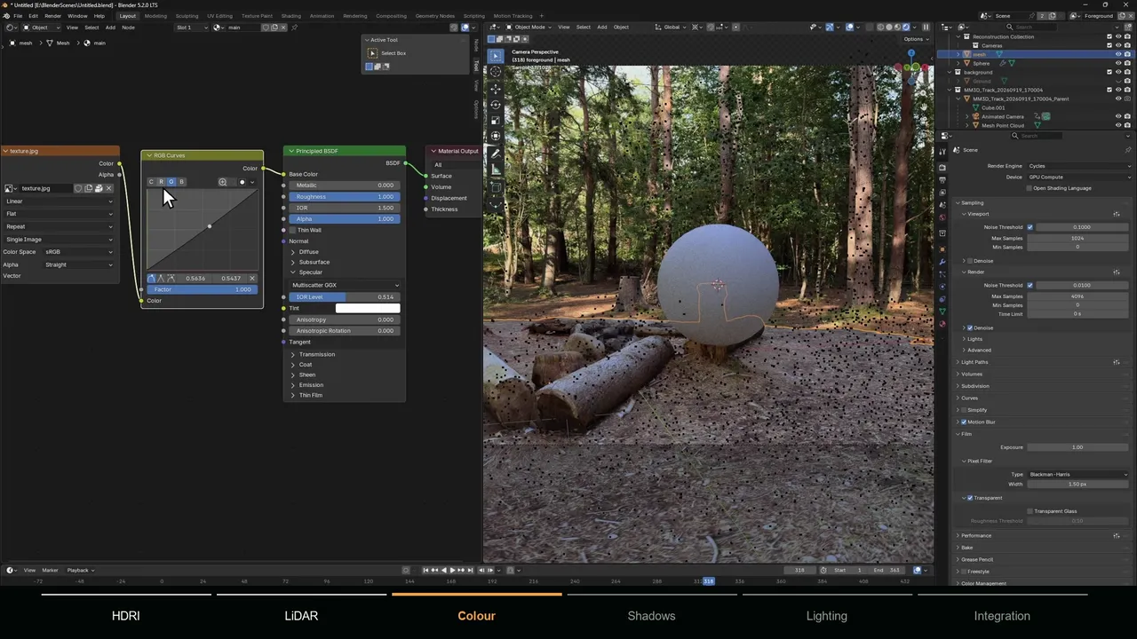 Adjusting the scan material color so the scanned ground matches the real ground in the footage